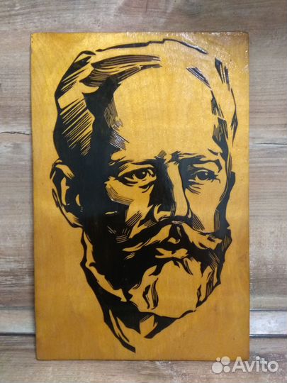 Картина винтаж резьба Чайковский
