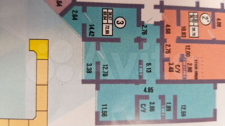 3-к. квартира, 75 м², 5/17 эт.