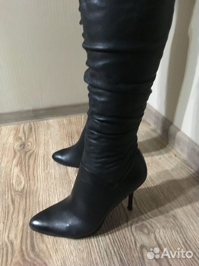 Сапоги кожаные демисезонные