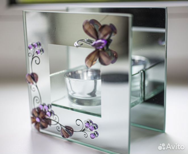 Подсвечник зеркальный Бабочки