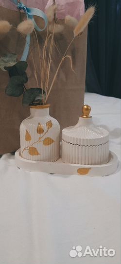 Свеча ароматическая,ваза,поднос,набором