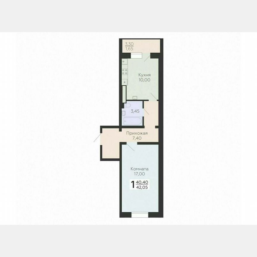 1-к. квартира, 42,1 м², 8/15 эт.