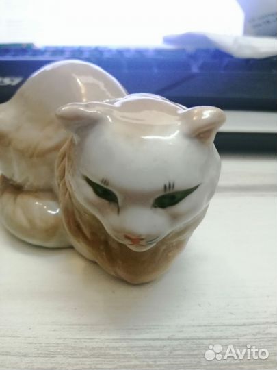 Статуэтка Дымчатая кошка, старая гжель