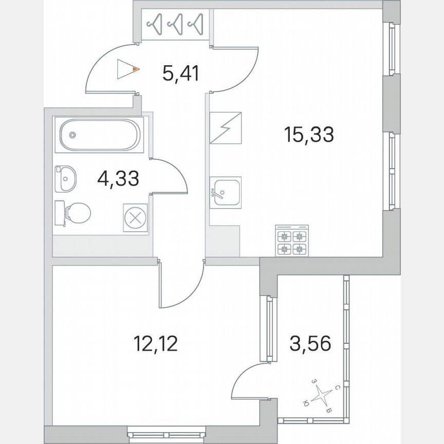 1-к. квартира, 39 м², 3/5 эт.