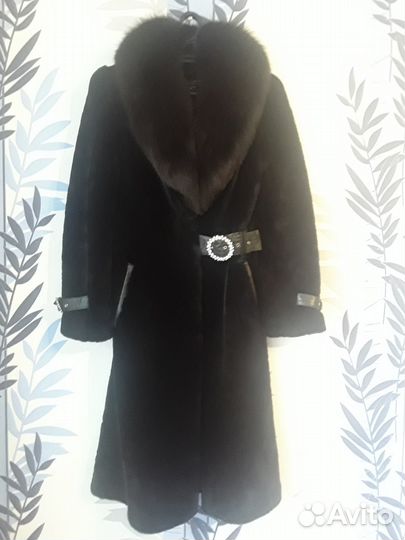 Шуба Мутон/лиса воротник