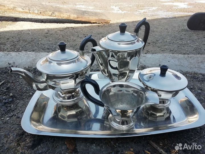 Чайно-кофейный сервиз СССР мельхиоровый
