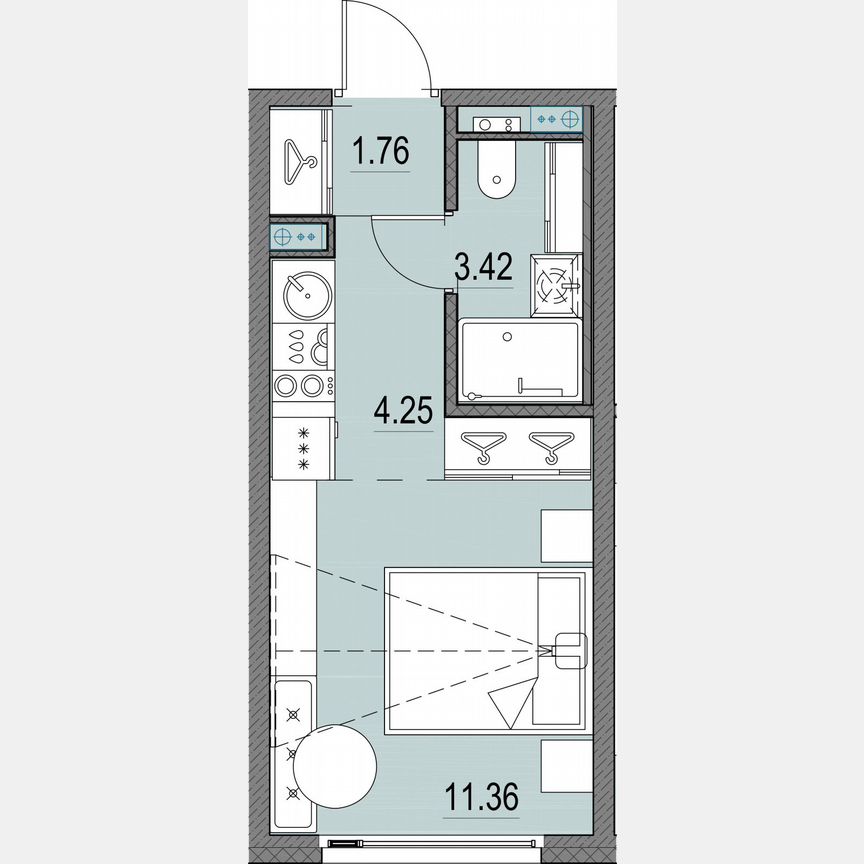 Квартира-студия, 20,8 м², 6/16 эт.