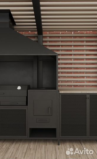 Мангальный комплекс из металла в беседку