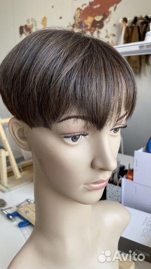 Накладка из натуральных волос с челкой