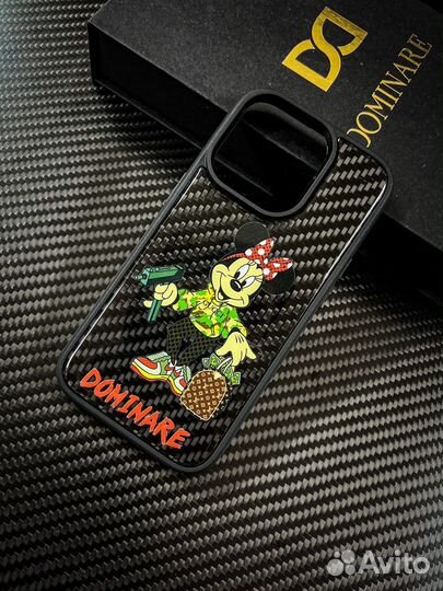 Карбоновый чехол iPhone 15 pro max Mickey mouse