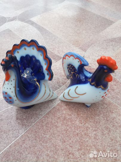 Винтаж: лфз. Солонка. Перечница Петух и индюк