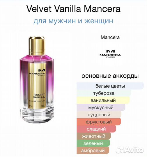 Mancera Velvet Vanilla Пробник 2мл