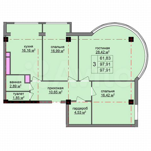 3-к. квартира, 109,8 м², 9/10 эт.