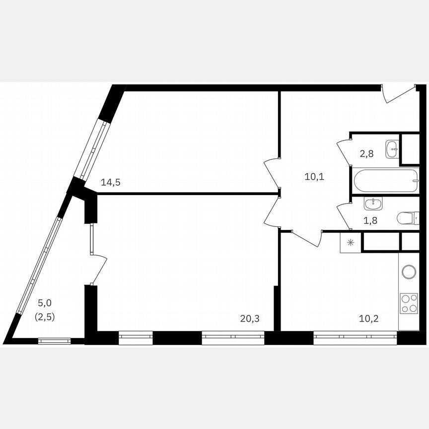 2-к. квартира, 62,2 м², 21/25 эт.