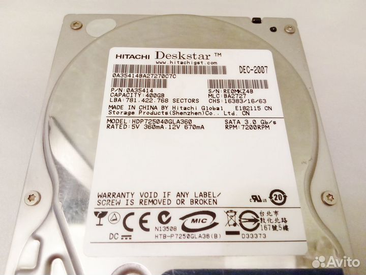 Жесткий диск Hitachi P7K500 HDP725040GLA360 донор