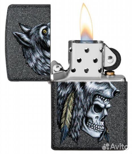 Зажигалка Zippo 29863 Wolf Skull Feather Design