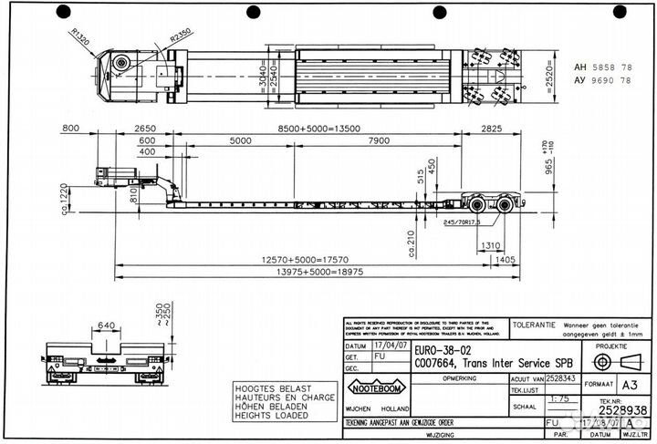 Полуприцеп трал (тяжеловоз) Nooteboom Euro, 2008