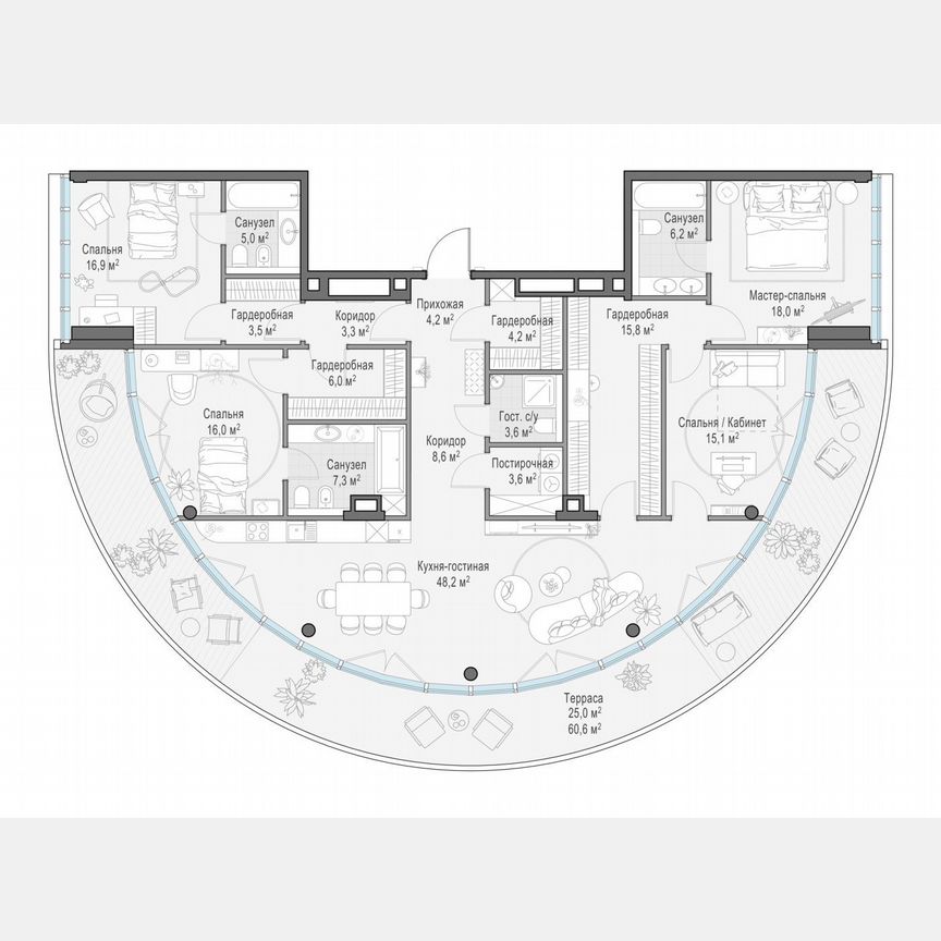 4-к. квартира, 193,4 м², 7/10 эт.