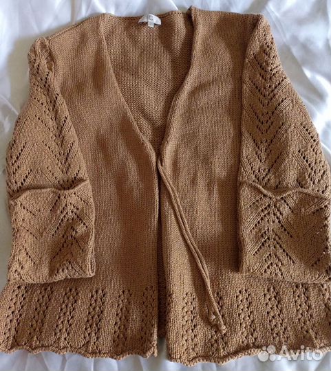 Кофта кардиган вязаная ажурная 48 р-р