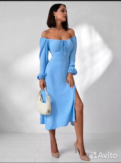 Платье женское голубое 42-44 S