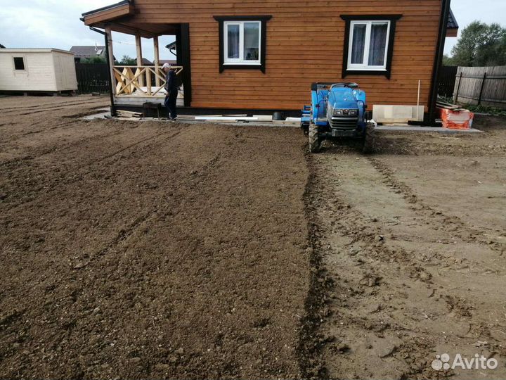 Вспашка земли, фрезеровка,уплотнение почвы, газон