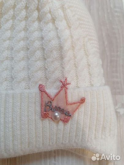 Шапка демисезонная вязаная на 3-6 месяцев