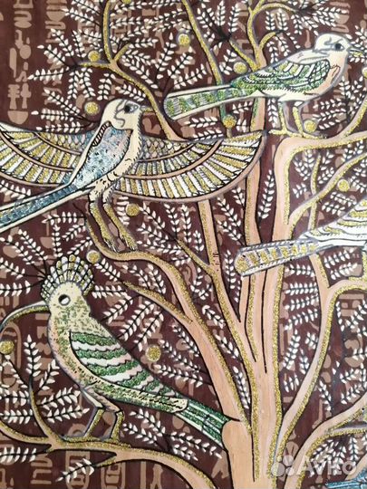 Папирус семейное дерево золотое с птицами