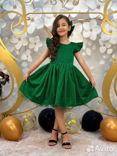 Платье зеленое елочка елка елочки 104-122