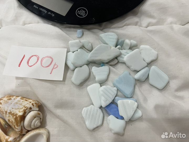 Ракушки и морское полосатое стекло