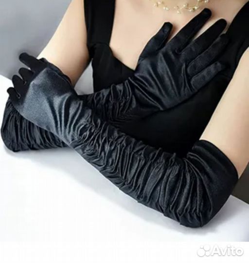 Перчатки длинные атласные