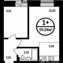 1-к. квартира, 40 м², 10/12 эт.