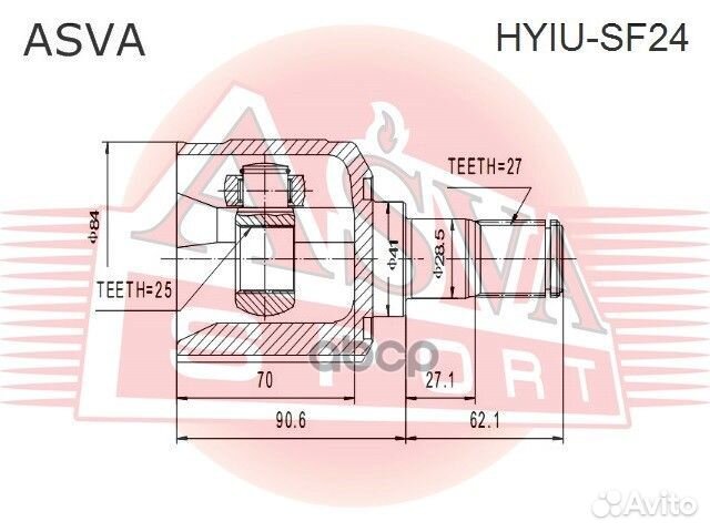 ШРУС внутренний 25X41X27 hyiu-SF24 asva