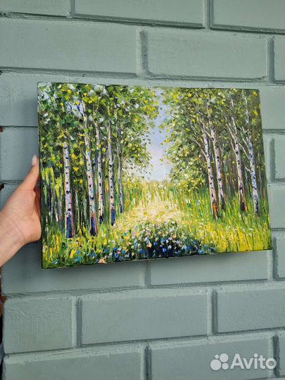 Картина маслом Берёзы пейзаж природа деревья