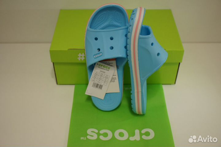 Сланцы Crocs Bayaband Slide в коробке с джибитсами