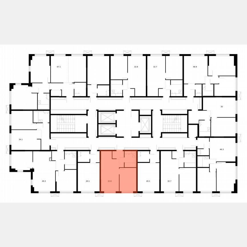 1-к. апартаменты, 32,8 м², 23/24 эт.