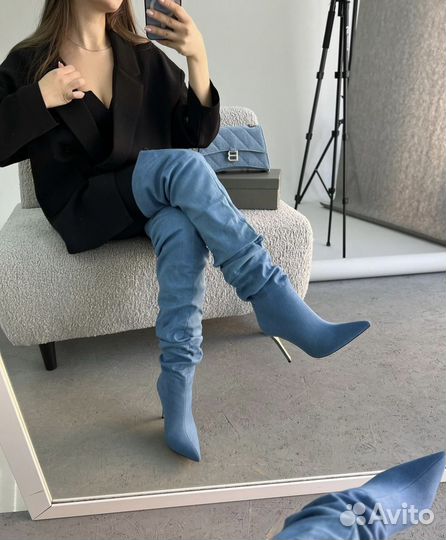 Ботфорты джинсовые новые