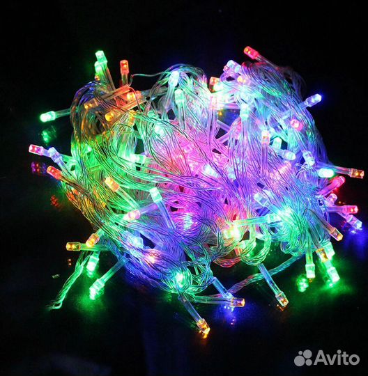 Гирлянда новогодняя цветная 10 метров