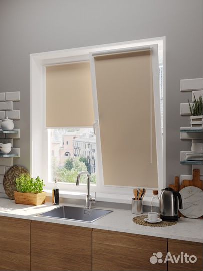 Рулонные шторы Бежевые RAL7490