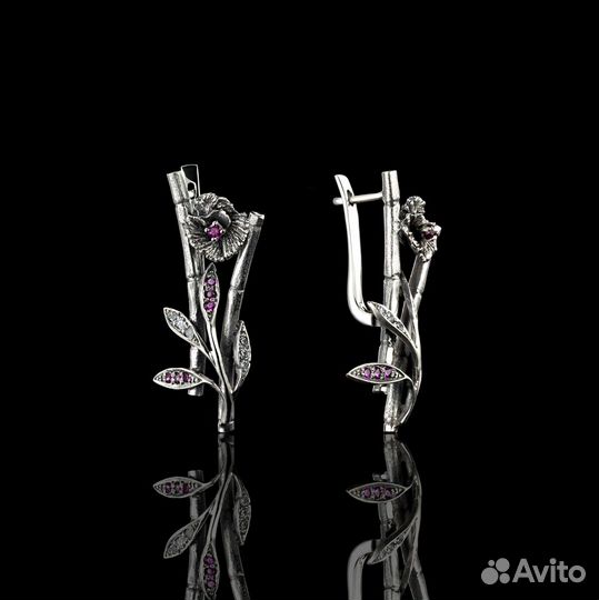 Серьги « Цветущий бамбук» от гарнитура