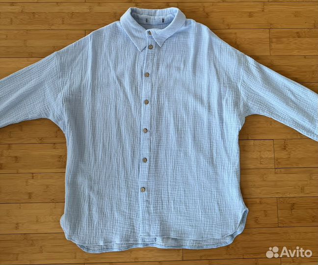 Рубашка из муслина голубая