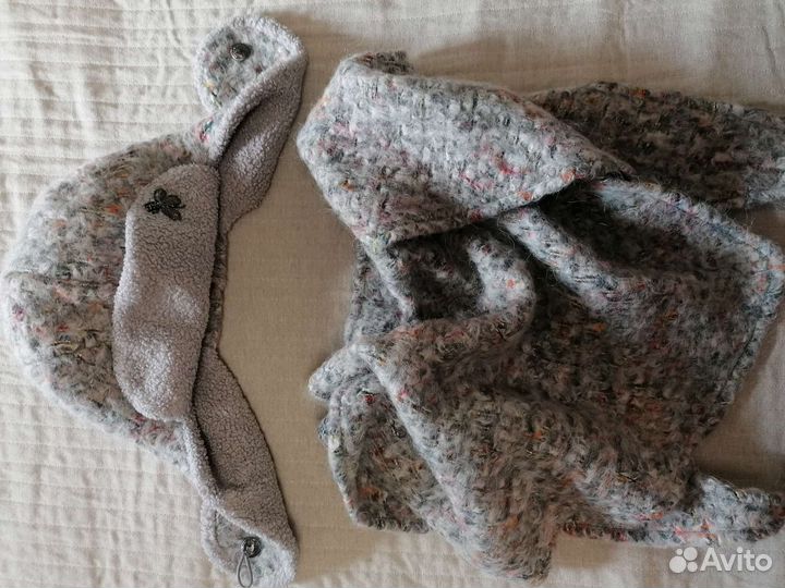 Шапка ушанка женская и косынка на шею