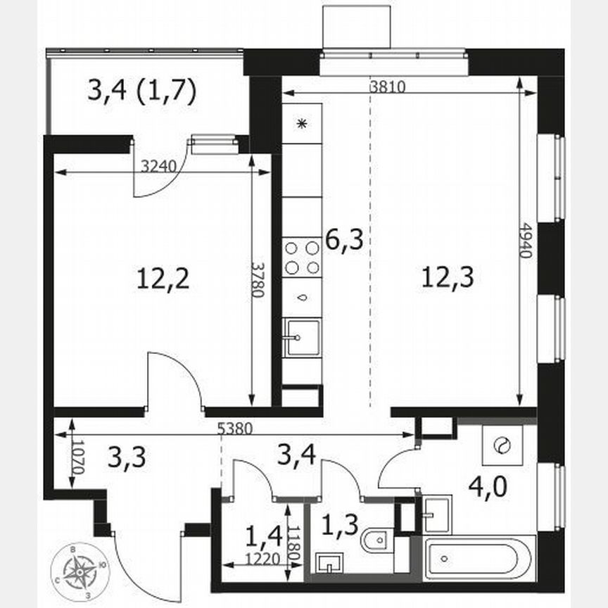 1-к. квартира, 45,9 м², 13/17 эт.