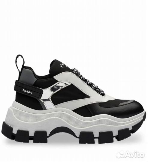 Женские сникерсы Prada черные-белые оригинал