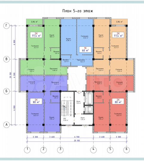 2-к. квартира, 77 м², 10/12 эт.