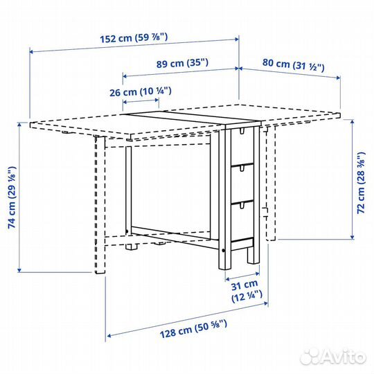 Раскладной кухонный стол - IKEA norden белый