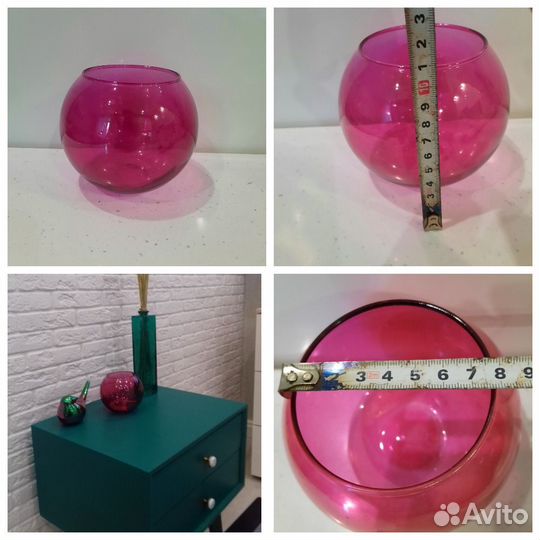 Ваза стеклянная фуксия