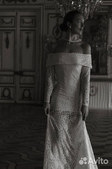 Кружевное платье белое длинное винтажное
