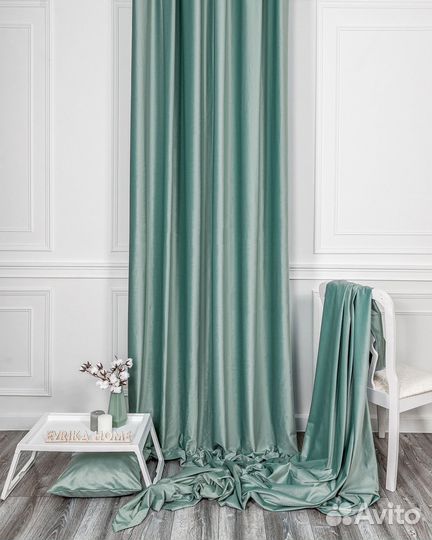 Шторы бархат Беллиссимо аквамарин новые пошив
