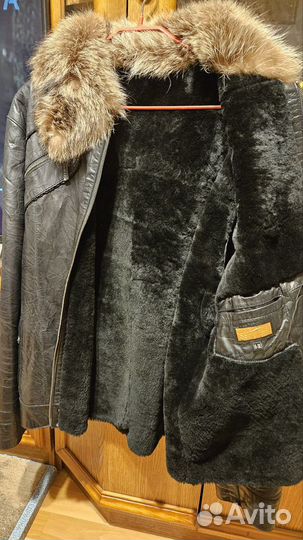 Мужская кожаная куртка дублёнка зимняя 56-58р