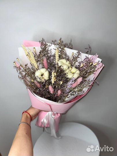 Букет с натуральным хлопком